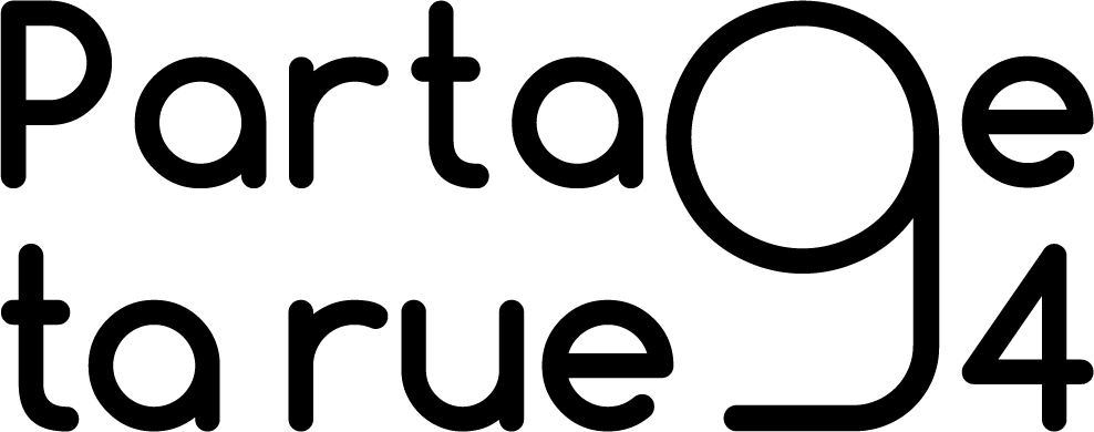 Logo de l'association Partage ta rue 94. Le g de partage est aussi le 9 de 94.